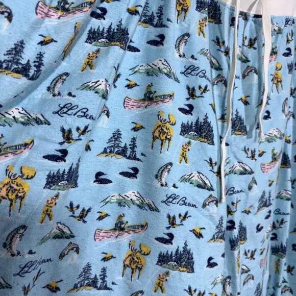 L.L. Bean Womens Flannel Pajama Pants Size 3X Blue Outdoor Nature PJ's - Picture 3 of 6